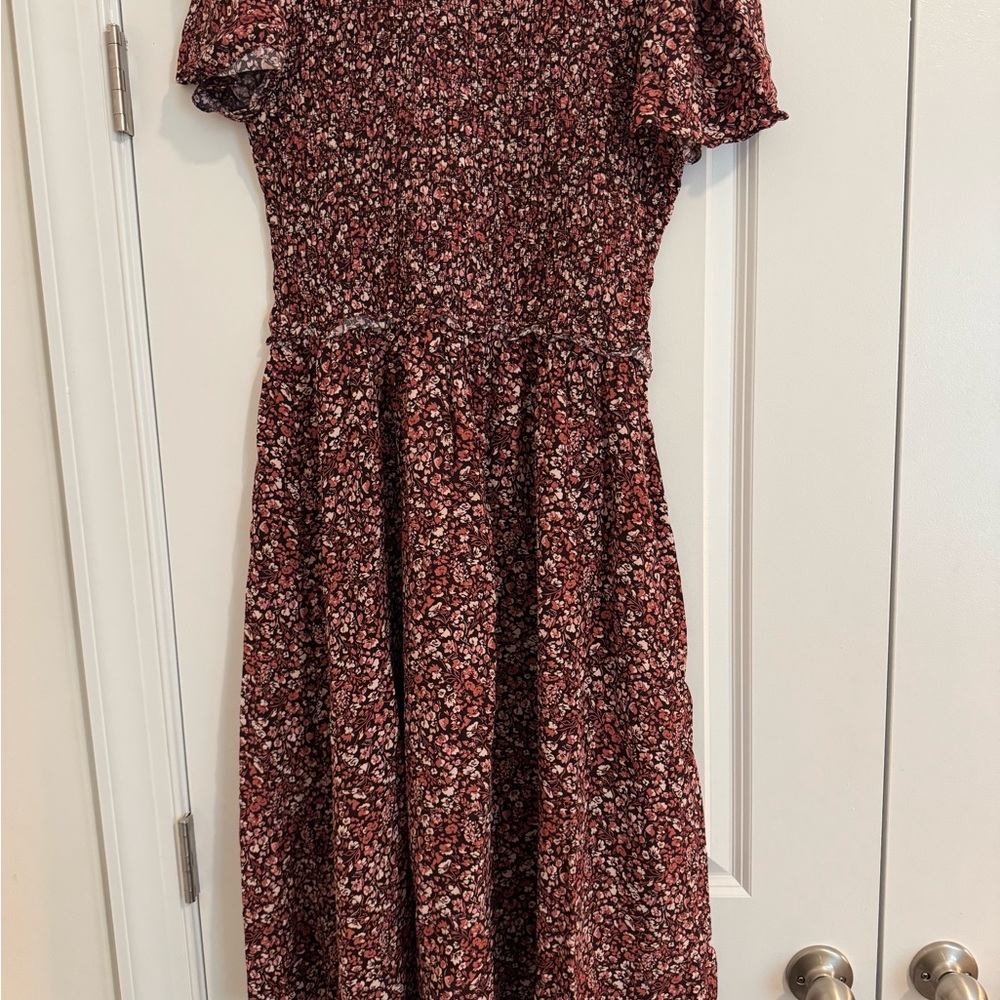 Madewell Burgundy Floral Midi Dress